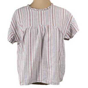 Eyeshadow Cotton Babydoll Top Shirt Pink Grey Stripe Size XL Extra Large